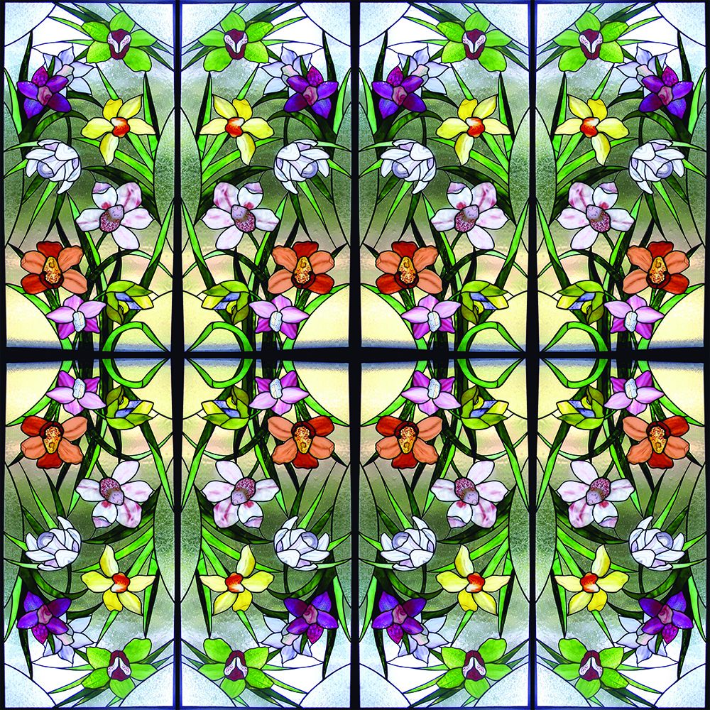 SXEG-4848 Stained Glass Flowers: Decorative Films, LLC.